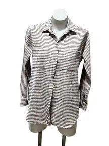 Madewell Women's Ivory Striped Flannel Button-Up Shirt Standard Size S