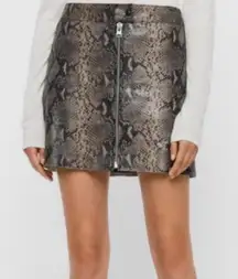 Allsaints Womens Skirt US 2 Leather Snakeskin Animal Print Lena Oba Zipper