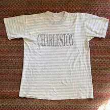 VTG GREY & WHITE STRIPE CHARLESTON TOURIST TEE