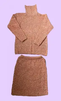Vintage y2k Orange Chunky Knit Turtleneck Sweater and Skirt Set 🔥