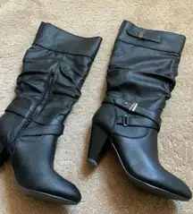 Mid-Calf Black Boots - 9 1/2