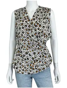 TAHARI NWT Snow Leopard Wrap Top Size M