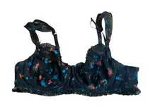 Torrid Curve size 2 2x black floral lace bra ruffle lingerie red blue underwire
