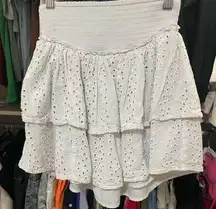 HOLLISTER EXTRA SMALL WHITE PATTERN SKIRT LAYERED RUFFLE GREAT CONDITION