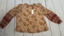 Maison d’amelie  NEW size large long sleeve flora blouse