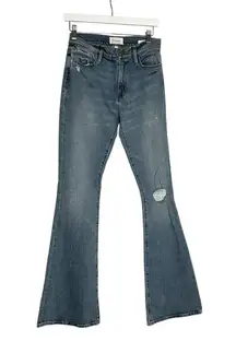 Frame Le High Flare Lightly Distressed Denim Blue Jeans Size 27