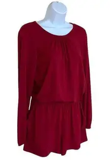 Bobi Los Angeles Revolve Soft Slub Jersey Knit Romper in Cranberry