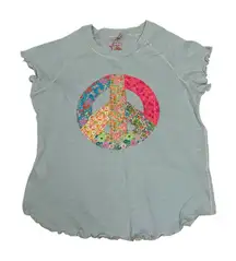 NATURAL LIFE Floral Peace Tee - Light Blue
