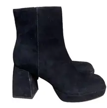 Dolce Vita Ulysses Square Toe Platform Boots Chunky Heel Black Size 7.5