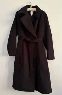 H&M Classic Black Long Coat Size Medium