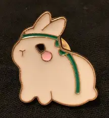 White rabbit bunny enamel lapel pin