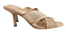 Zara Mesh Stiletto Mules Nude Cream Size 10 / 41