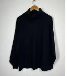 Free People Softly Structured Knit Tunic Sweater Size Small Black Oversized Cowl