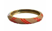 J. CREW Neon Orange Tan Twist Gold Tone Bangle Bracelet