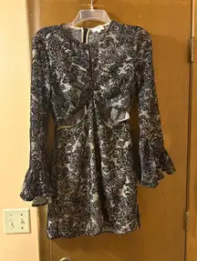 LPA Revolve black & nude paisley cutout mini dress