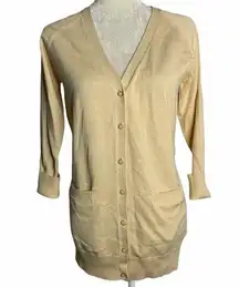 Pearl Button Front Cardigan Sweater Pockets 32PE