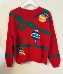 Ninon De Lenclos Vintage 90’s Red CHRISTMAS SWEATER Holiday Ugly Large