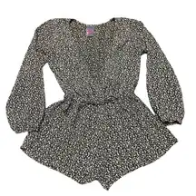 Lucy Love Black Floral Long Sleeve Romper With Pockets Size Medium