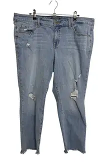 Torrid Jeans Womens 16 Liquid Blues Crop Boyfriend Straight Distressed Mid-Rise