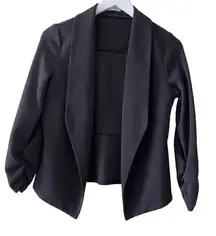 Black Asymmetric Blazer Solid Color Casual Thin Coat Suit Jacket SZ M #1592