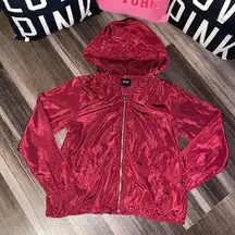 Shiny Red Hooded Jacket