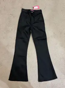 Edikted Black Faux Leather Flare Pants