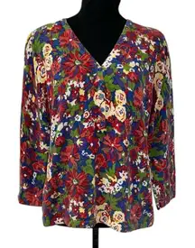 Orvis Floral Print Cotton Sweater(Size Medium)