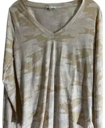 Z Supply Tan and Beige Camo Long Sleeve Shirt - Size XS