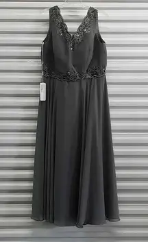 JJ's House Dress Women's Size 18W Gray Embroidered Sequin Formal Maxi