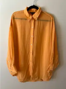 Massimo Dutti Linen Blend Button-Up Long Sleeve Shirt