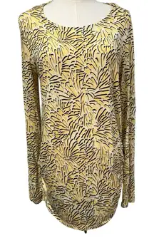 Dana Buchman‎ long Sleeve Blouse Geometric Print Rayon Preppy Secretary Womens L