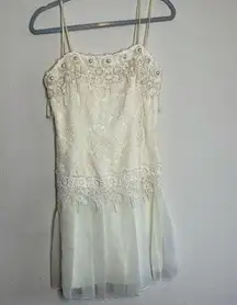 Vintage Jessica mcclintock flapper ivory mini dress