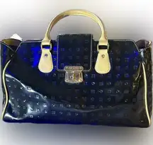 Arcadia patent leather large top open satchel