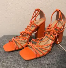 Orange Lace Up Heels