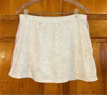Lilly Pulitzer Y2K White Floral Skort with Pink and Blue Stripes USA Sz M-EUC