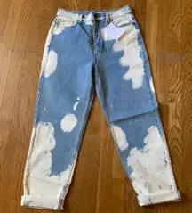 High Rise Bleach dye Mom Jeans size 11