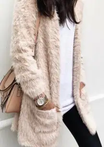 Faux Fur Eyelash Open Cardi Cardigan Sweater