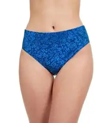 NWT Profile by Gottex Blue Floral Mehndi Mid Rise Swim Bikini Bottoms Size 16