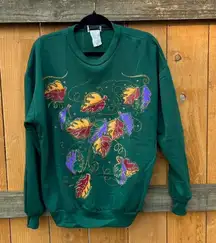Vintage green sweatshirt by improved living size medium. Fall leaves‎ cozy