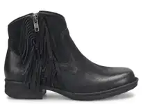 Born Black Suede Fringe Ankle Boots Kenia block Heel Western 7.5 boho western