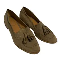 Dark Tan/Gray Suede Mule Loafer Flats Size 6M