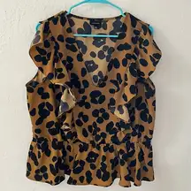 Who What Wear Cheetah Print Ruffle Sleeveless Tank Blouse XXL