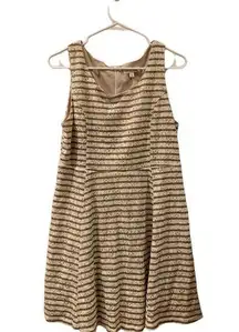 Hem & Thread Gold and White Striped Dress