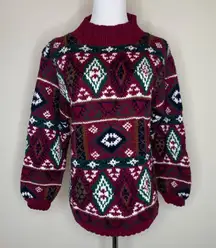 Vintage Mock Neck Southwest Pattern Sweater Sz Medium