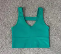 green ribbed tank top cut out back