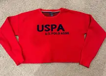 US POLO ASSN. Racing Red CrewNeck Cropped Sweatshirt