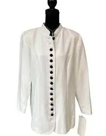 Vintage Ashro White Button-Down Church Suit Coat, Size 16