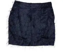 NWT Cache Black Long Tinsel Fringe Short Mini Skirt- Small