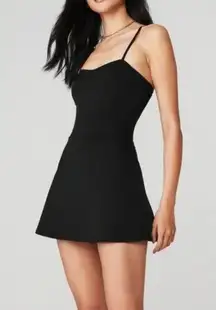 Alo Alosoft Courtside Tennis Dress Black Padded A-Line Fit And Flare Skater Mini