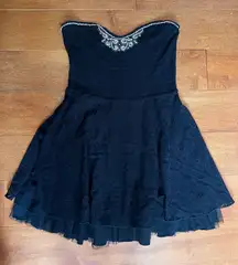 Strapless lace sequin detail dress